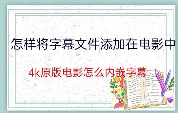 怎样将字幕文件添加在电影中 4k原版电影怎么内嵌字幕？